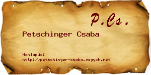 Petschinger Csaba névjegykártya